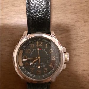 Tommy Hilfiger Watch with Genuine Black Leather